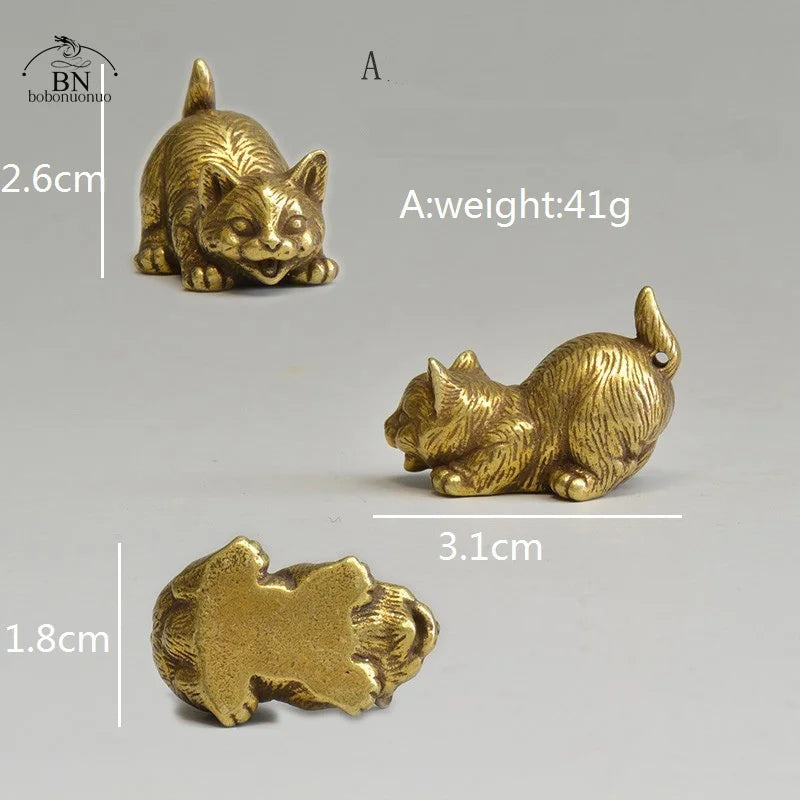Mini Brass Cat Figurines