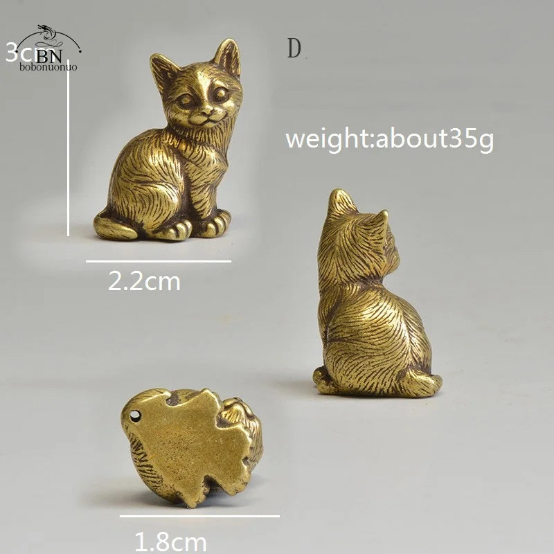 Mini Brass Cat Figurines