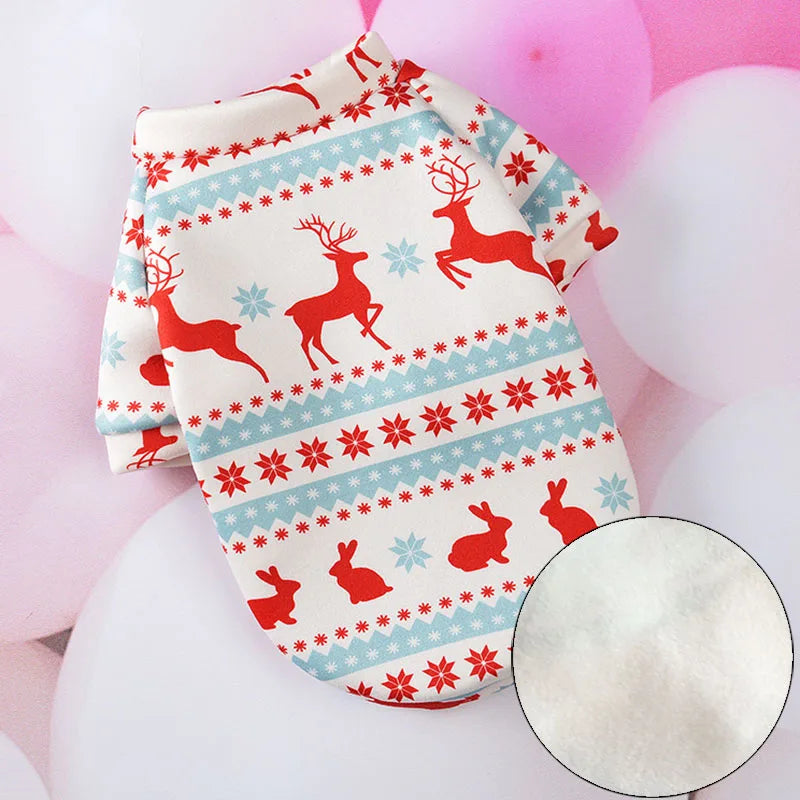 Printed Fleece Top for Sphynx Cats - White Elk / XS
