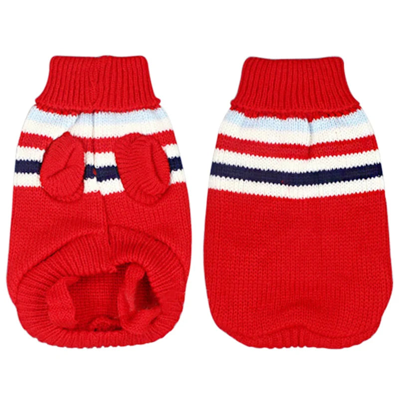 Christmas and Winter Jumper for Small Dogs and Cats - Red Stripe / L