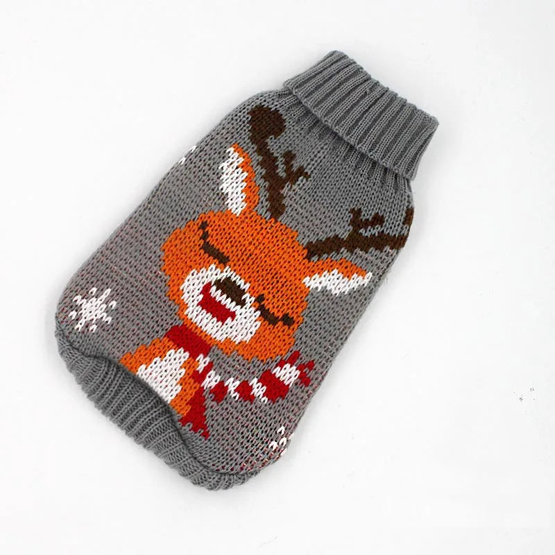 Christmas and Winter Jumper for Small Dogs and Cats - Grey and orange / XL
