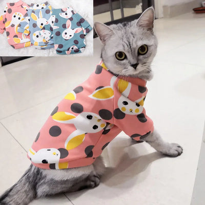 Printed Fleece Top for Sphynx Cats