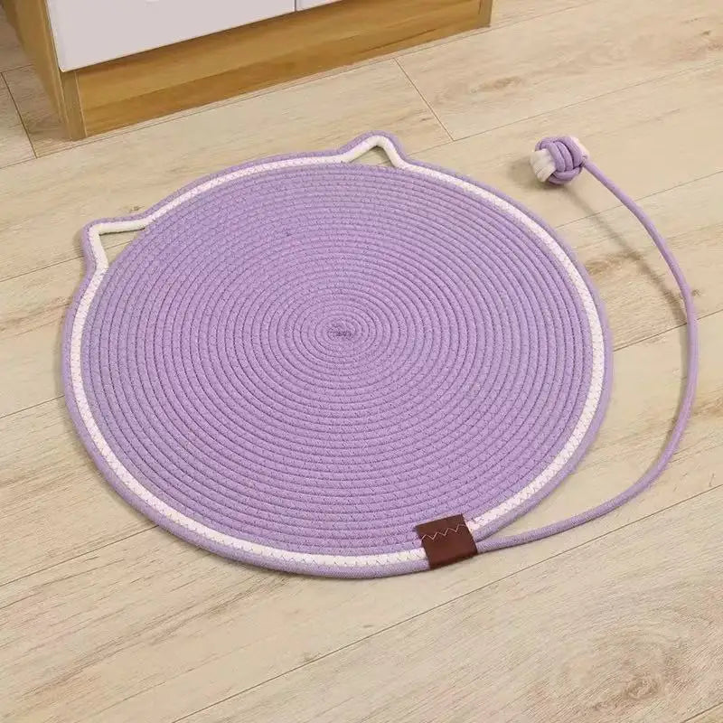Round Rope Scratching Mat with Ball - Purple / 35 cm