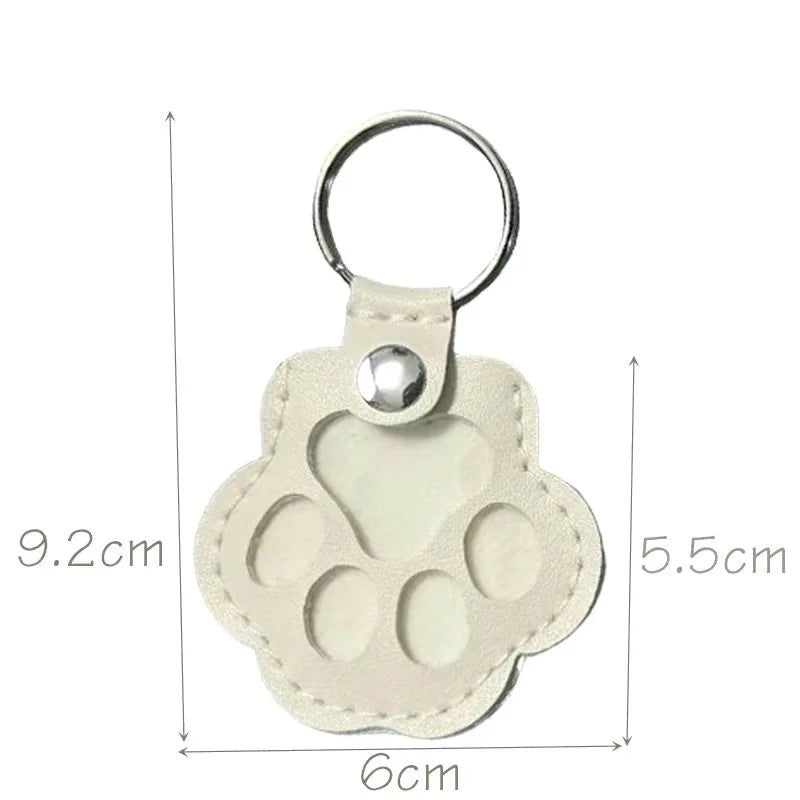 Leather Cat Paw Fur Keepsake Keyring