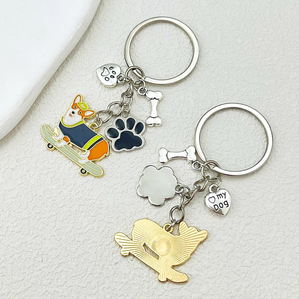 Skateboarding Pup Keyring