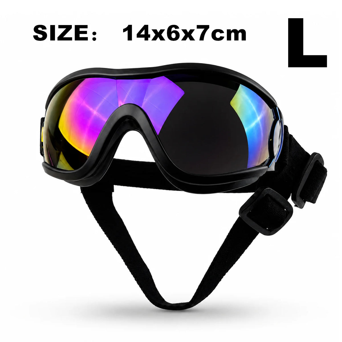 Dog Goggles with UV Protection - Black, blue lens, L