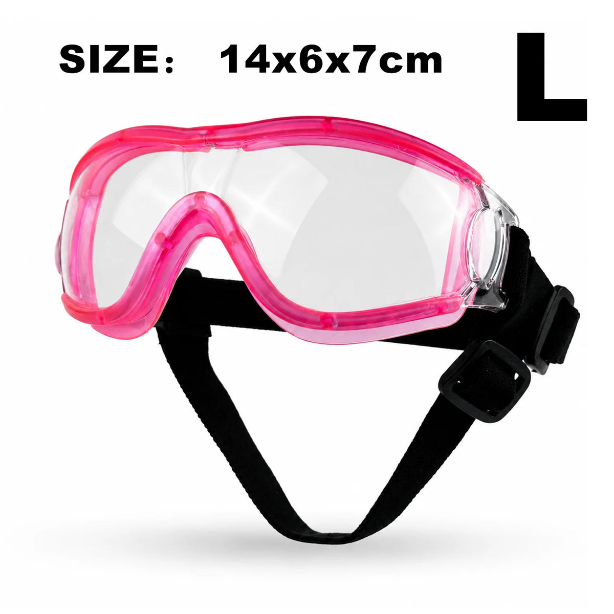 Dog Goggles with UV Protection - Pink, clear lens, L