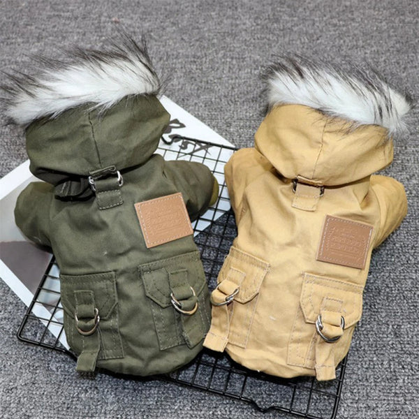 Fur-Hood Winter Parka for Small Dogs
