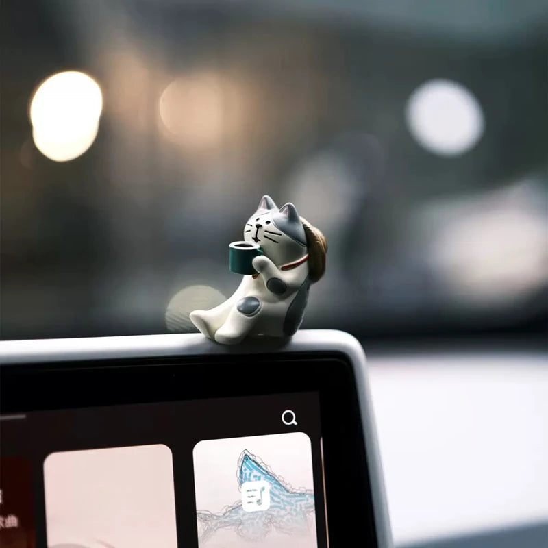 Sleepy Kitten Dashboard Figurine