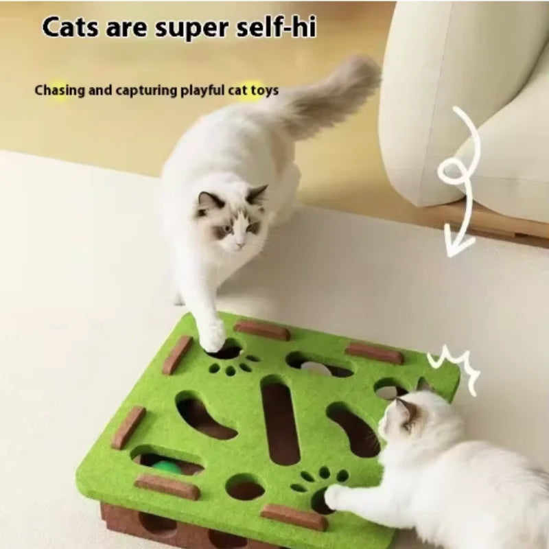 Felt Puzzle Maze Cat Toy with Ball