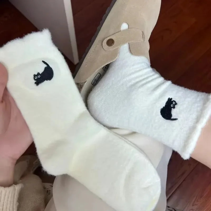Fuzzy Cat Face Socks