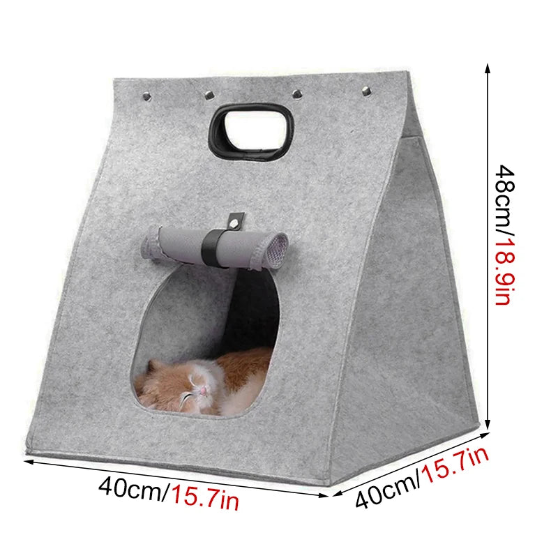 Felt Cat Cube Bed - Grey