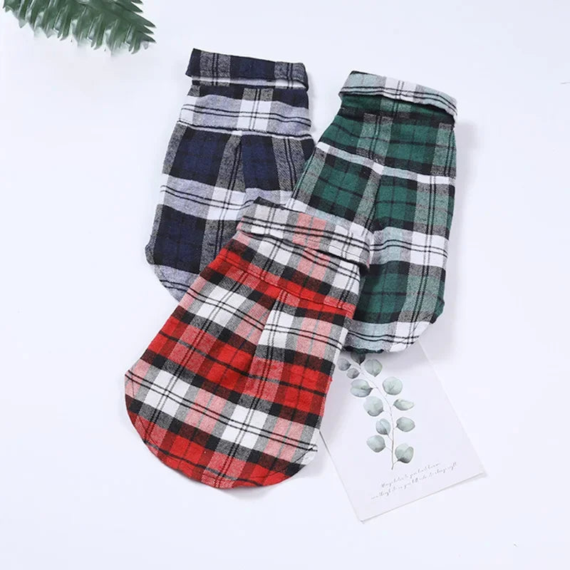 Plaid Cotton Shirt for Small Dogs