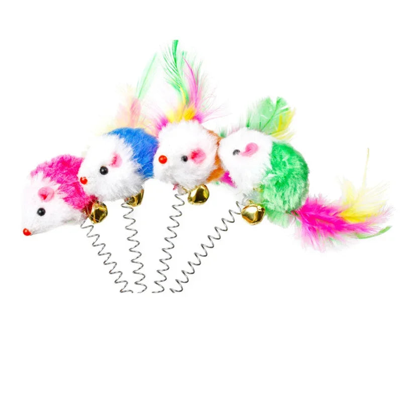 Spring Mouse Cat Toy with Suction Base