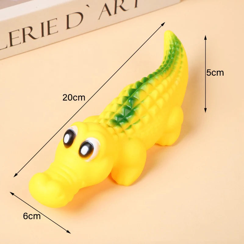 Latex Crocodile Squeaky Toy - Yellow