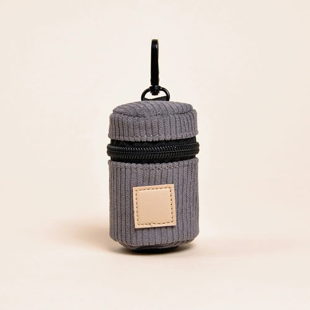 Corduroy Poop Bag Holder - Grey