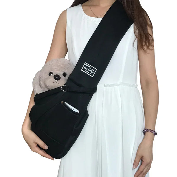 Black pet sling carrier bag