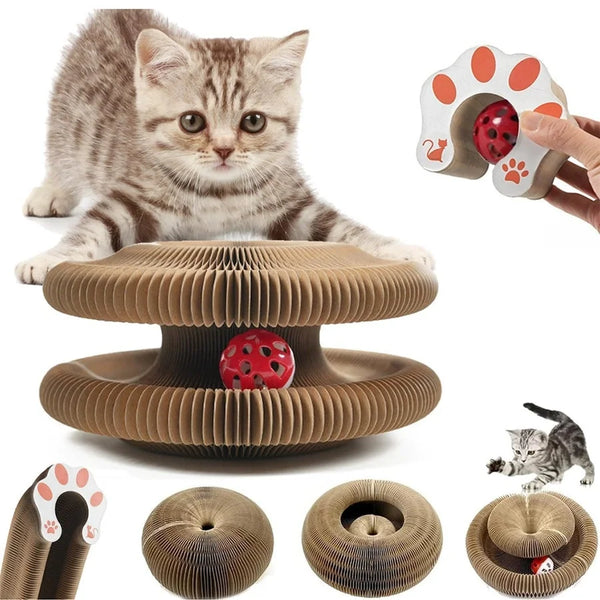 Folding Accordion Cat Scratcher with Ball