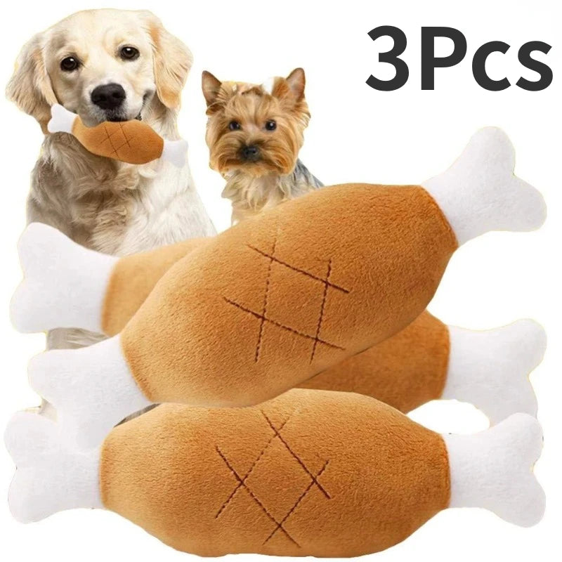 Squeaky Plush Chicken Leg Dog Toy