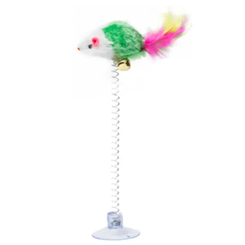 Spring Mouse Cat Toy with Suction Base