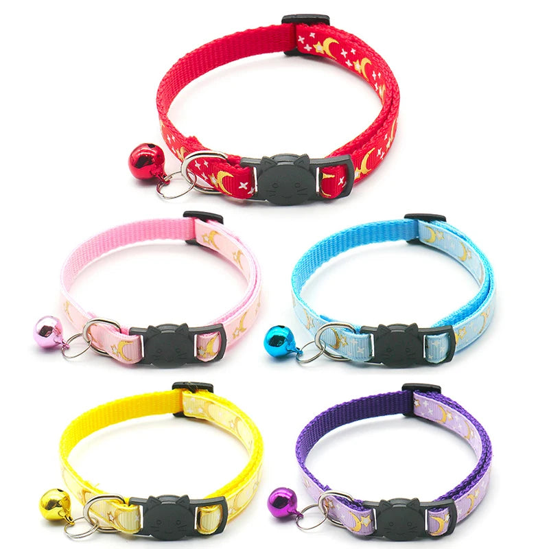 Star and Moon Cat Collar with Bell