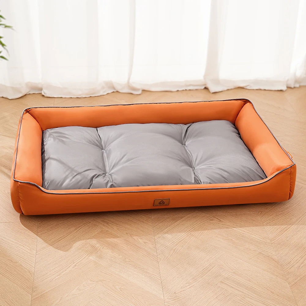 Sofa-Style Dog Bed with Raised Sides - M / Orange Grey