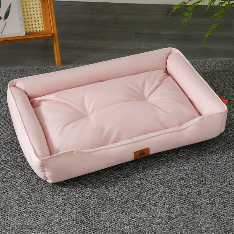 Sofa-Style Dog Bed with Raised Sides - M / Square Pink