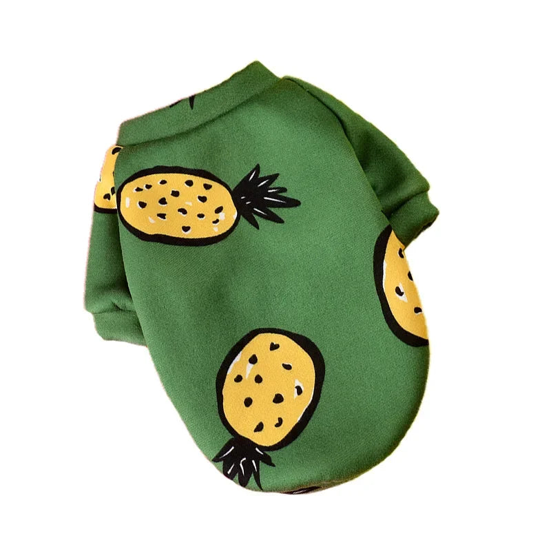 Printed Fleece Sweatshirt for Small Dogs - Pineapple / XS