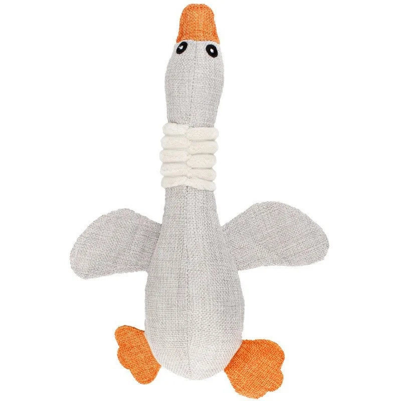 Long Plush Animal Squeaky Dog Toy - Grey elephant