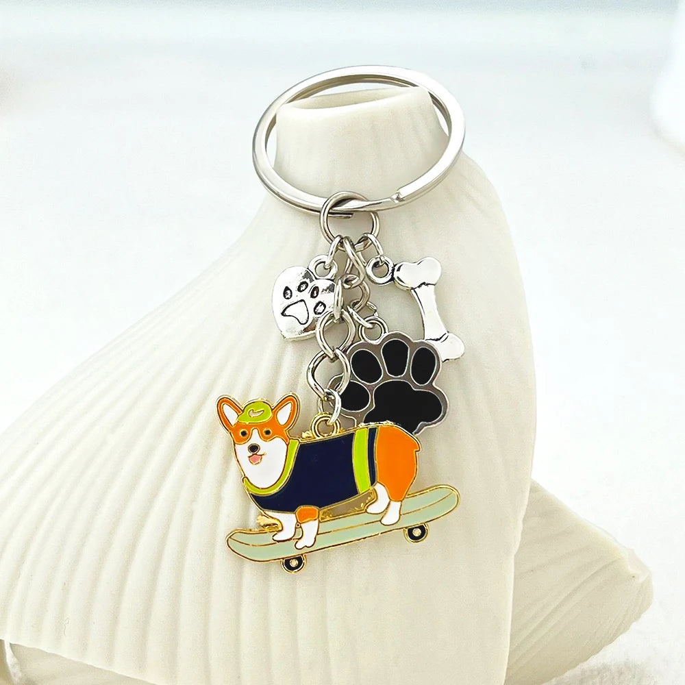 Skateboarding Pup Keyring