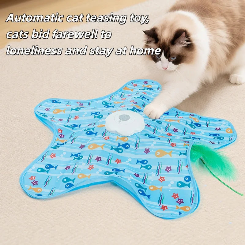 Cat Hunting Mat with Spinning Feather Toy