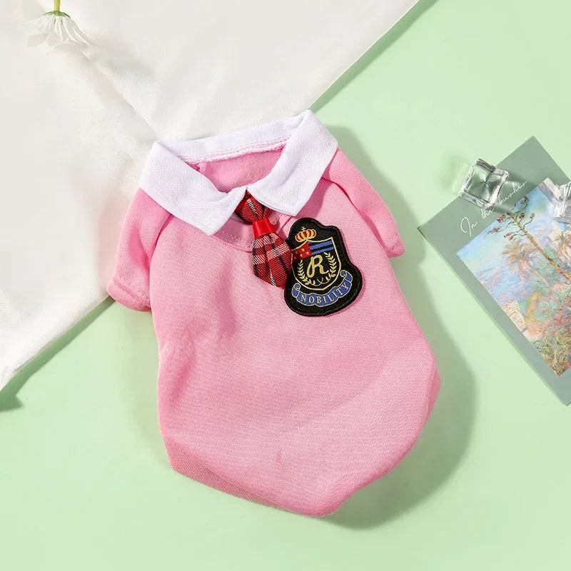 School Uniform Outfit for Small Dogs - Pink shirt / XS