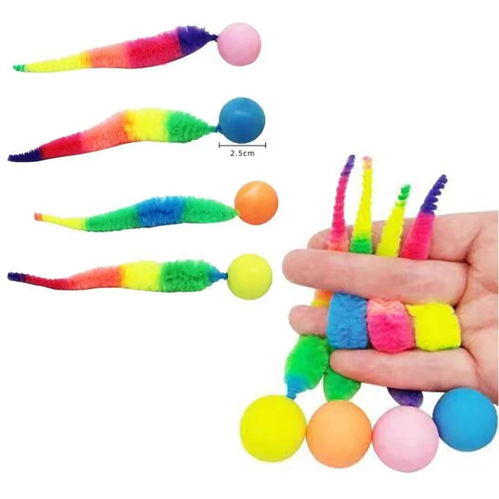 Fuzzy Worm Bouncing Ball Cat Toys