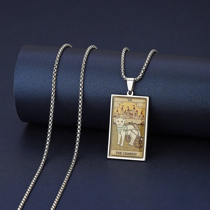 Cat Tarot Card Necklace