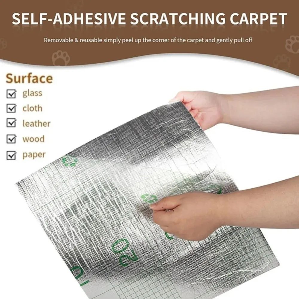 Self-adhesive cat scratching mat