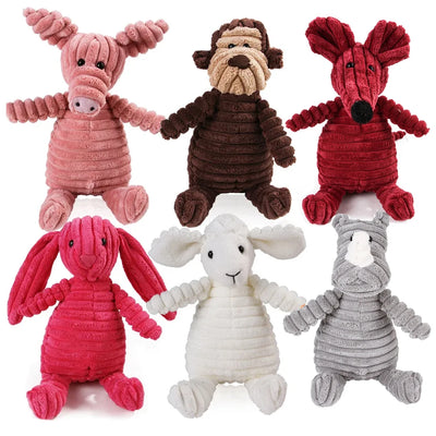Corduroy Squeaky Animal Dog Toy