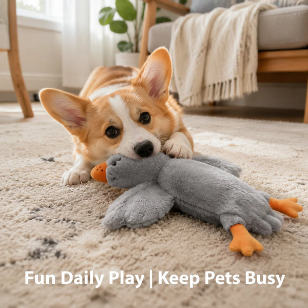 Large Squeaky Plush Goose, 50 cm