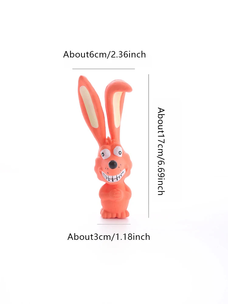 Latex Rabbit Squeaky Toy - Orange