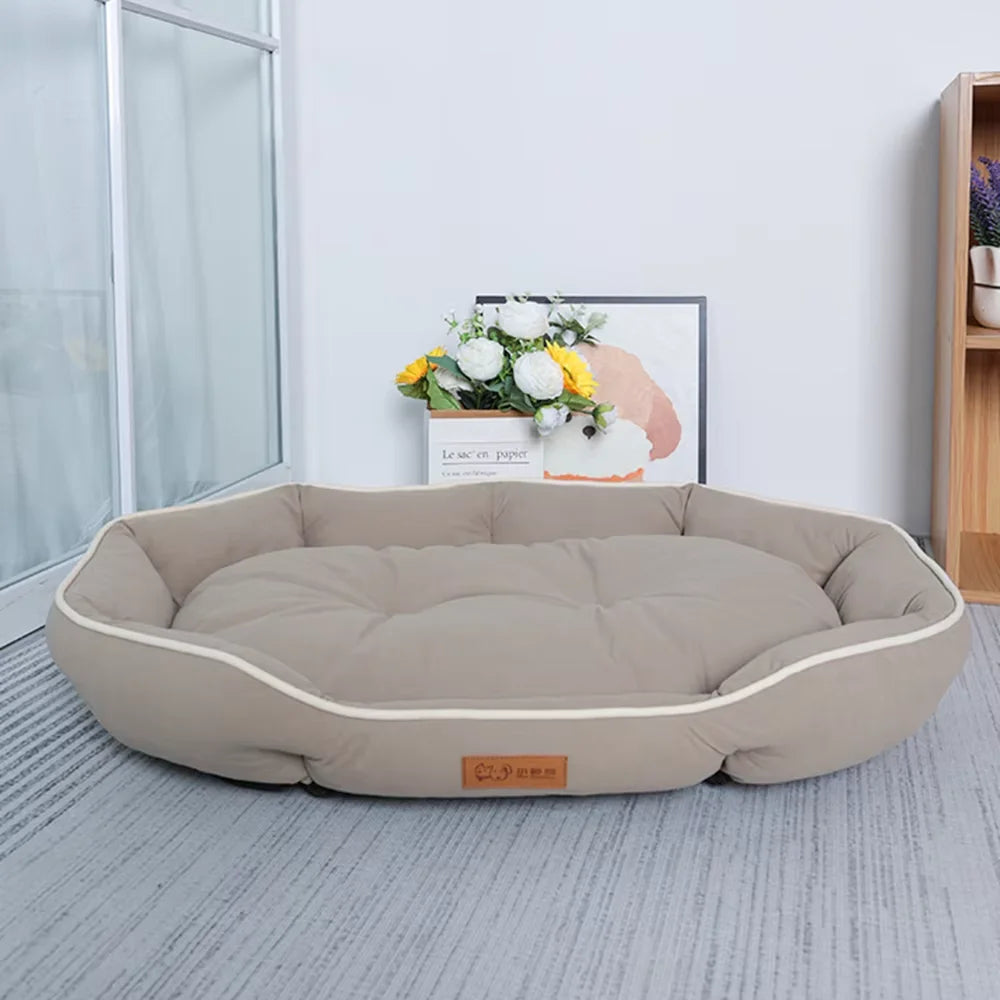 Sofa-Style Dog Bed with Raised Sides - M / Khaki