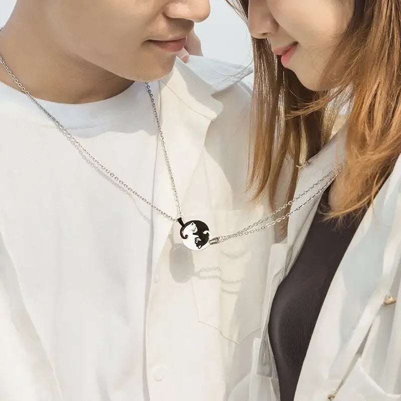 Black & White Cat Couple Necklaces