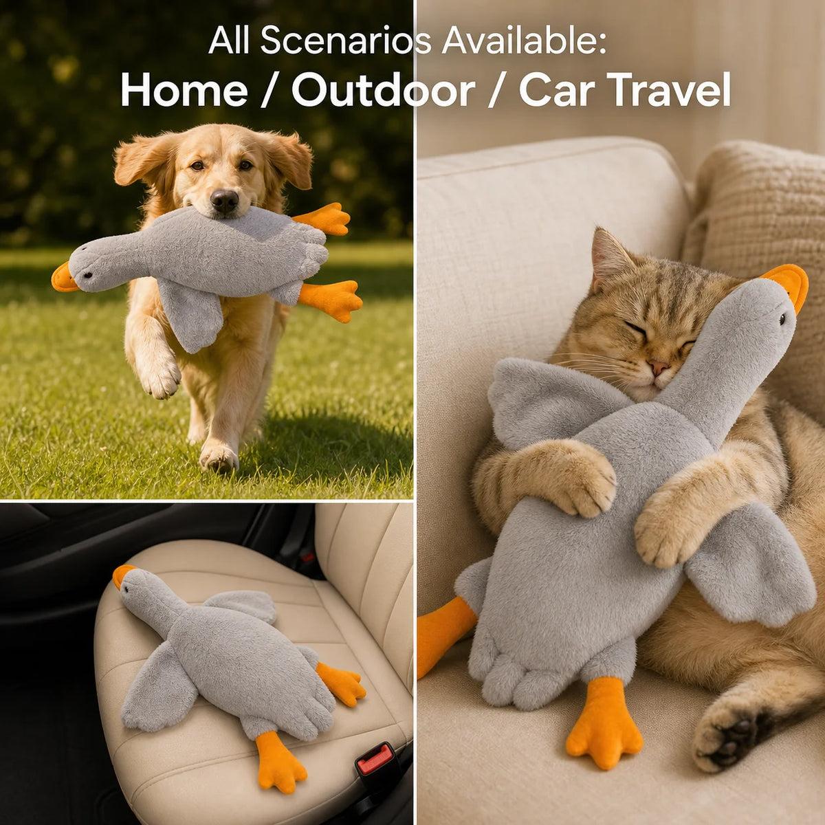Large Squeaky Plush Goose, 50 cm