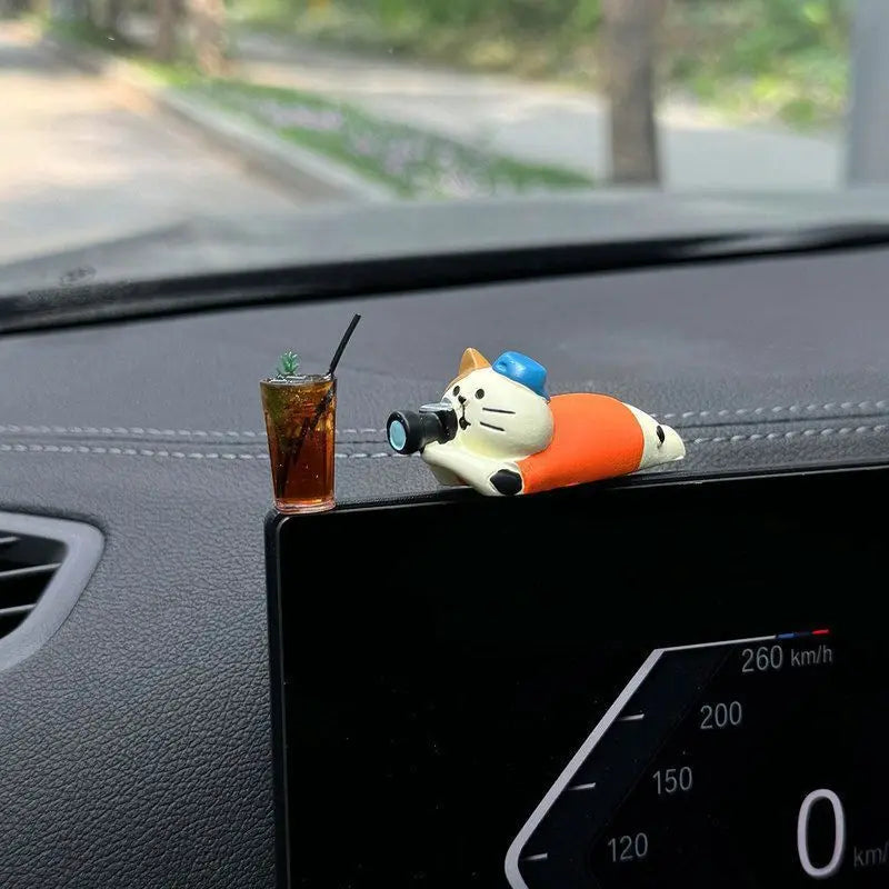 Sleepy Kitten Dashboard Figurine