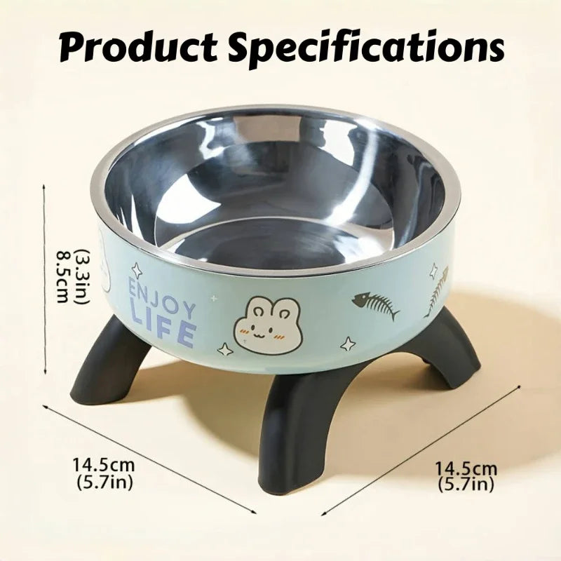Raised Stainless Steel Bowl on Non-Slip Stand