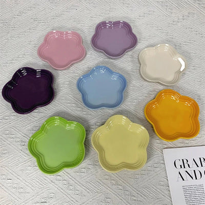Flower-Shaped Ceramic Cat Dish, 14 cm