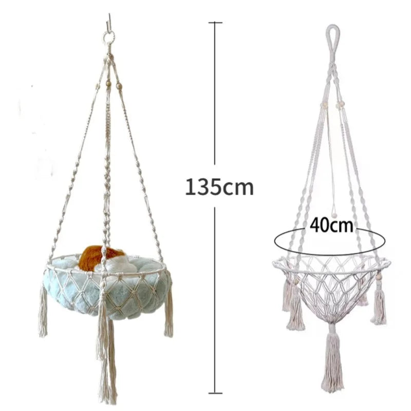 Macrame Hanging Cat Hammock