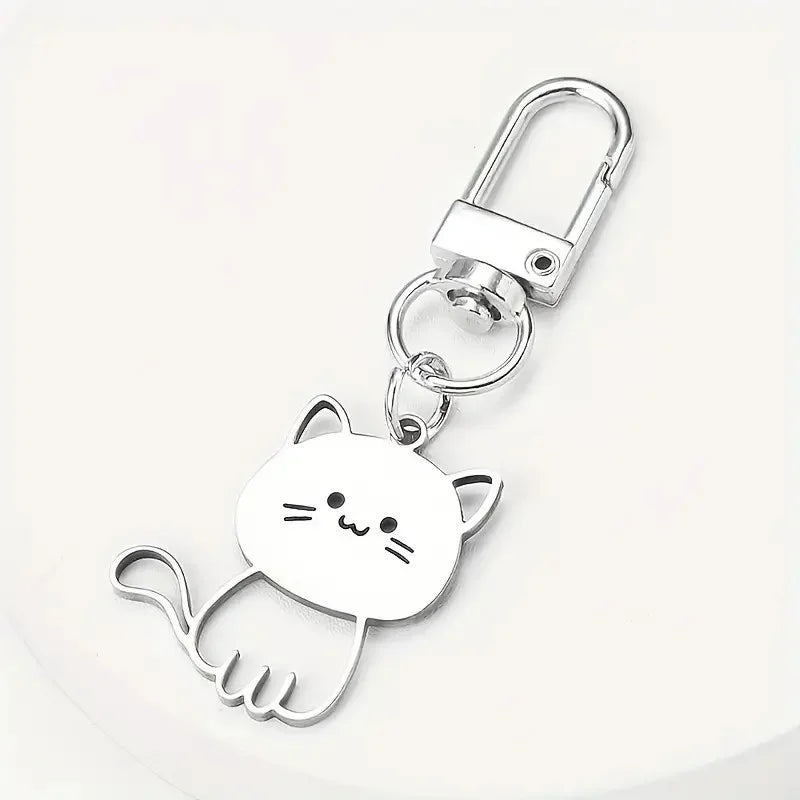 Cat & Fish Steel Keyring