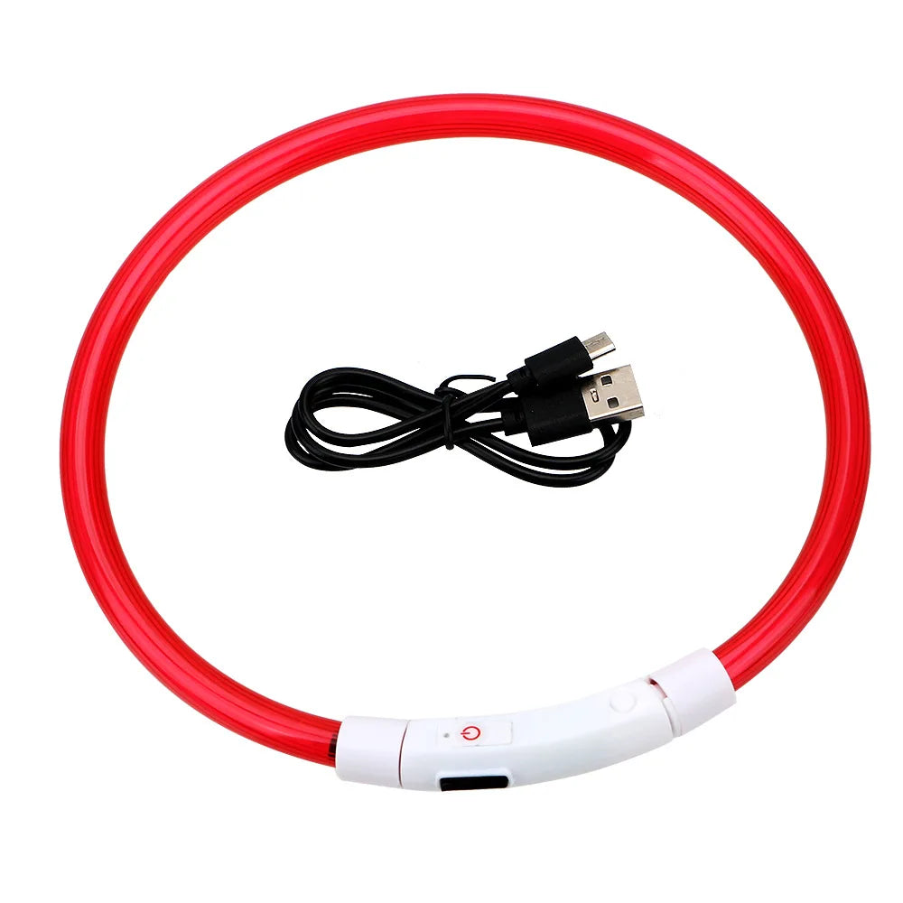 USB Rechargeable LED Dog Collar - Red