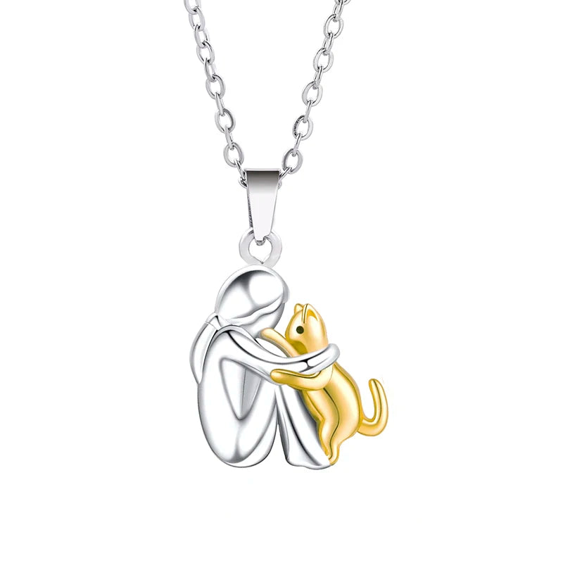 Rose Gold Tone Cat Necklace