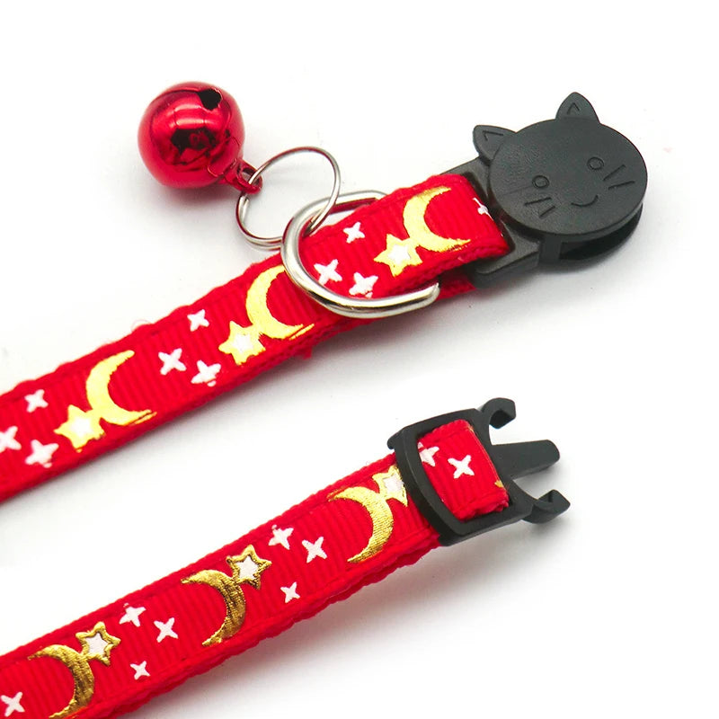 Star and Moon Cat Collar with Bell