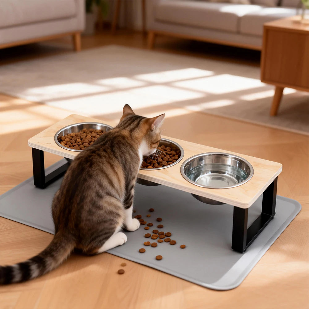 Triple Bowl Stand with Mat